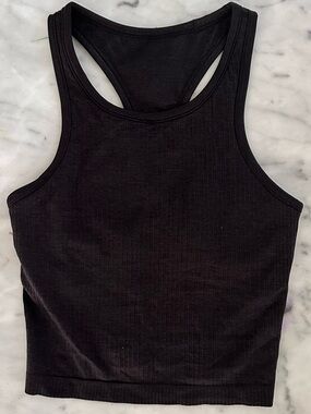 lululemon athletica Black Ribbed Racerback Tank Top